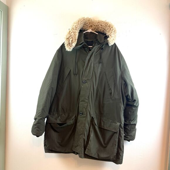 Vintage Eddie Bauer Green Superior Polar Parka Sheep Fur Hood Down Mens Size XL - Picture 2 of 16